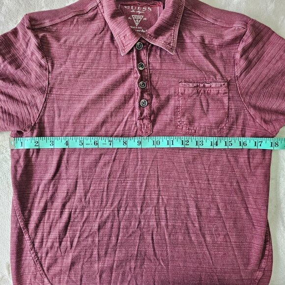 Men's Guess Short Sleeve Golf Shirt, Size S, Brown/Burgundy - Picture 11 of 14